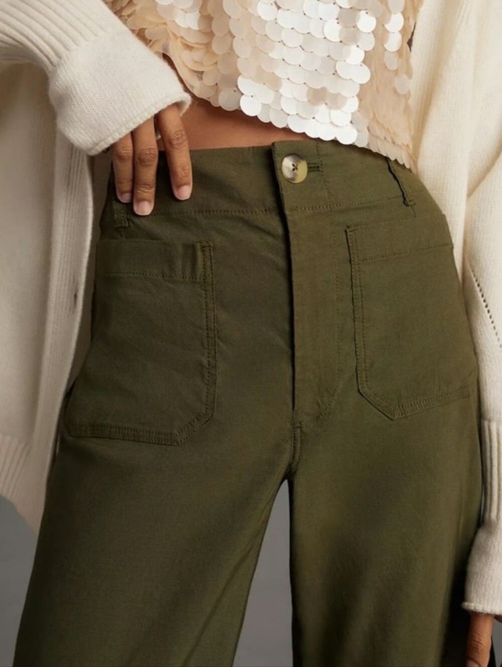 Maeve The Colette in Holly Cropped Wide Leg Pants high rise Stretch Plus Size - Picture 2 of 12